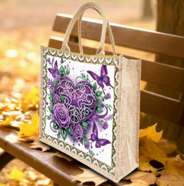 Diamond Painting Tragtasche Herz Schmetterlinge